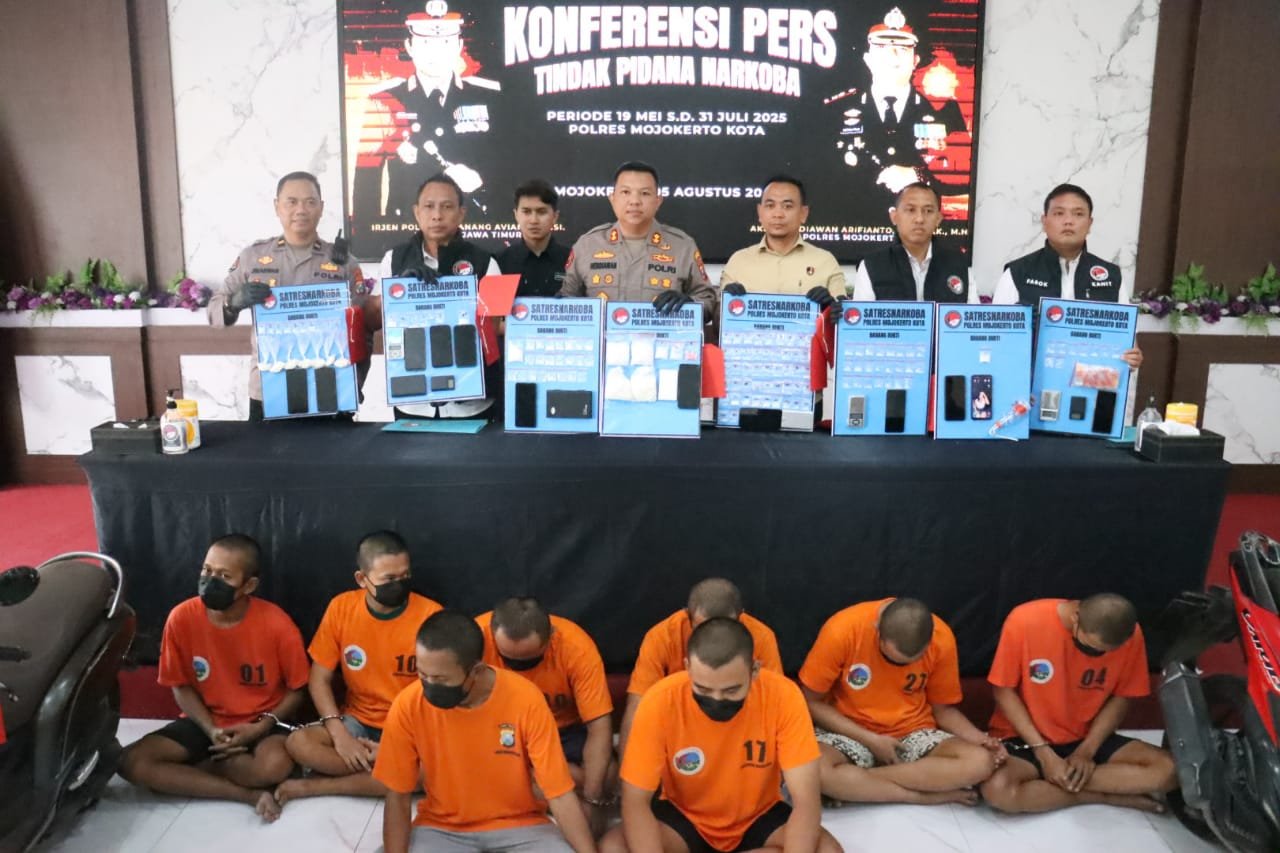 Kurun Waktu 2 Bulan, Polres Mojokerto Kota Berhasil Amankan 25 Pelaku Pengedar Narkoba