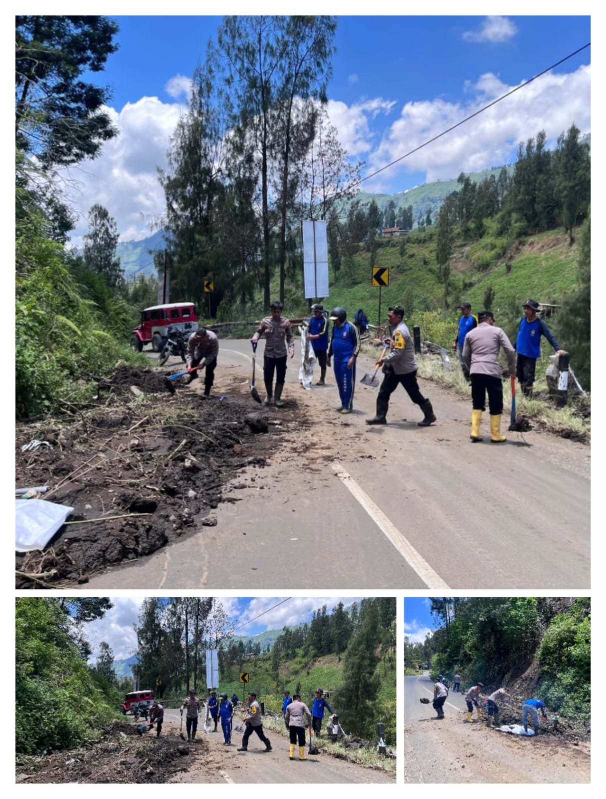 Aksi Cepat Tanggap Polres Probolinggo Tangani Tanah Longsor di Jalur Bromo