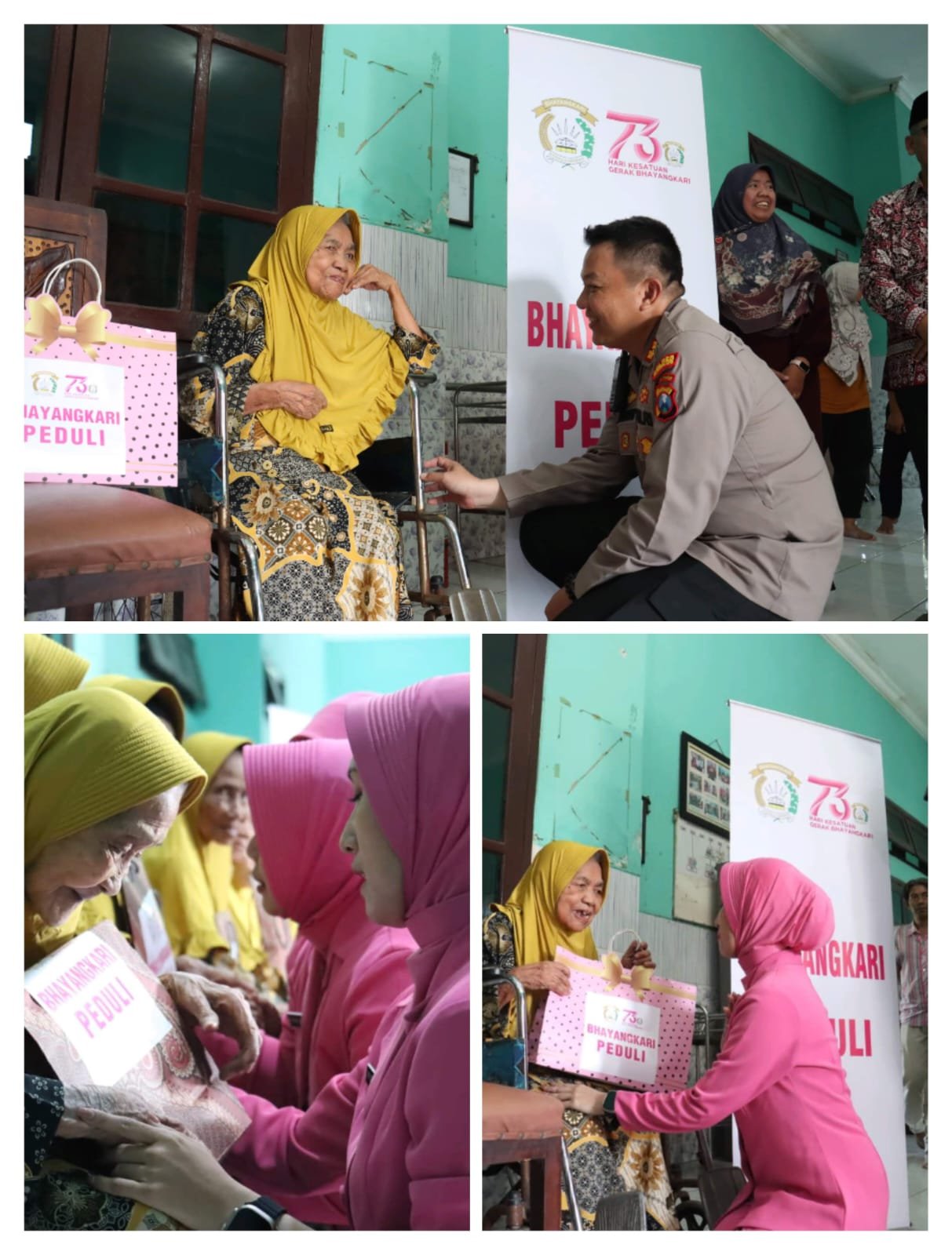 Beri Semangat dan Motivasi, Kapolres dan Ketua Bhayangkari Cabang Mojokerto Kota Gelar Bhakti Sosial Rumah Peduli Lansia