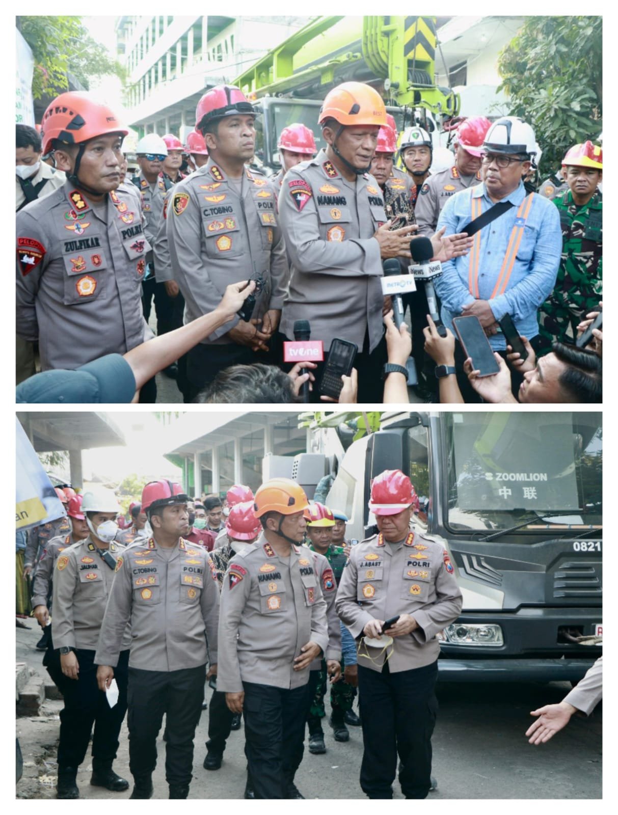 Kapolda Jatim Tinjau Evakuasi Korban Robohnya Bangunan Ponpes Al Khoziny di Sidoarjo