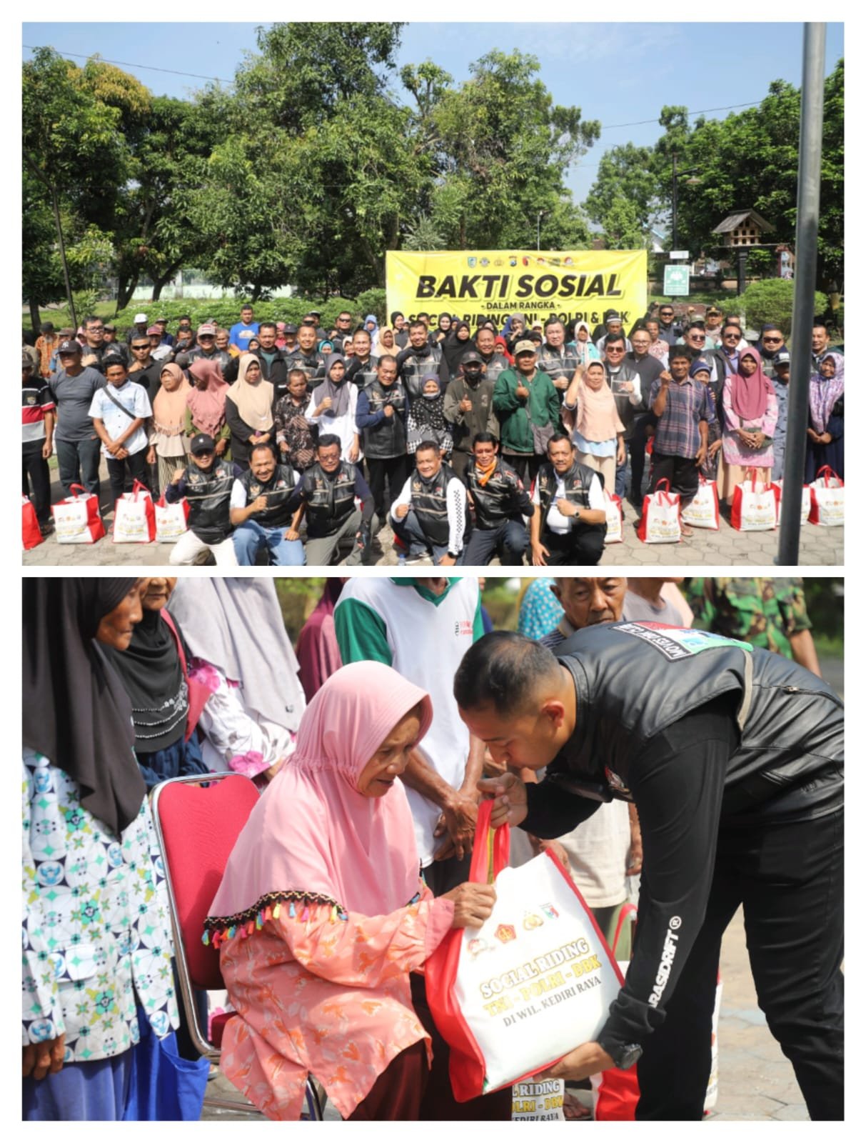 Social Riding : Polres Kediri dan Komunitas DBK Jelajah Desa Sambil Berbagi untuk Warga